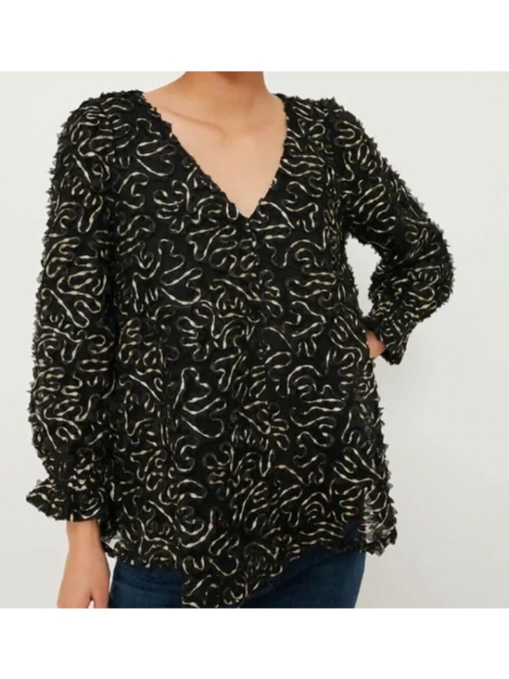 Tuckernuck Nightly Organza Easton Blouse V Neck Womens Medium New‎